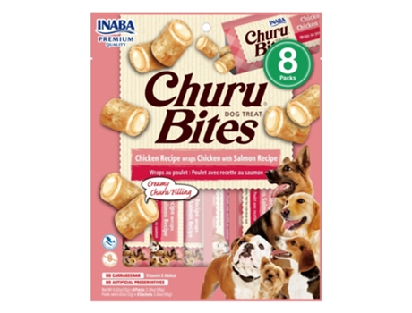 CHURU Dog Bites Receta de Pollo Con Salmón 8X8X12 Gr