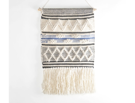 Peça Decorativa LUV SAFFRON Geometric Fringed Handwoven Cotton & Wool Wall Hanging