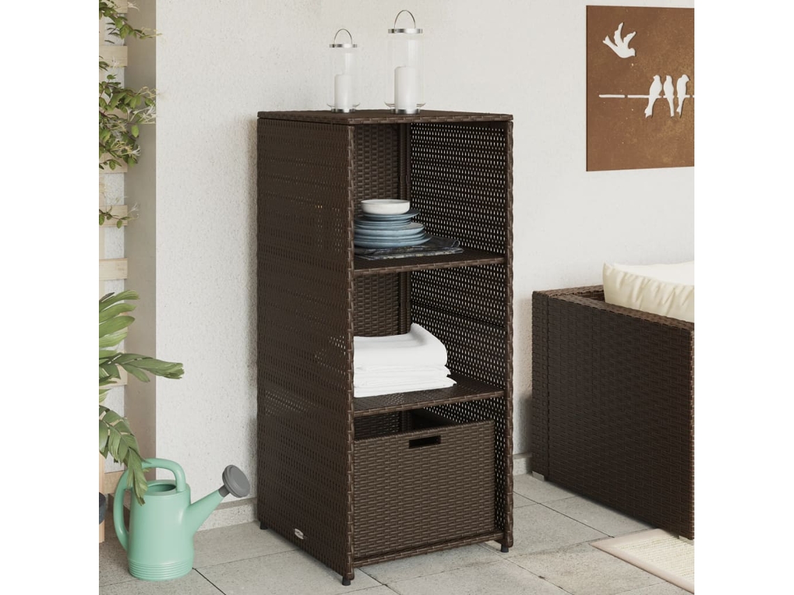Vidaxl Armário De Arrumação Para Jardim 50x55x115 Cm Vime Pe Castanho