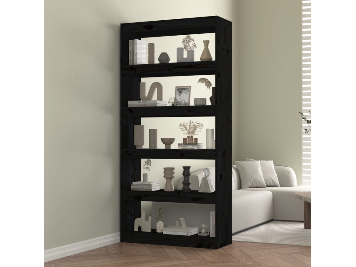 Vidaxl Estante/divisória 80x30x167,4 Cm Pinho Maciço Preto