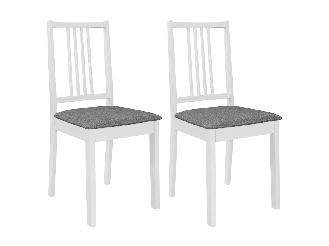 Vidaxl Cadeiras De Jantar Com Almofadões 2 Pcs Madeira Maciça Branco