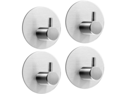 Fasst 4 Ganchos de Acero Inoxidable Redondos Con Cinta Autoadhesiva Sin Taladrar Resistente Al Agua para Hogar Cocina Baño CUIDADOS