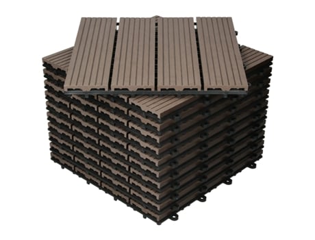 ECD GERMANY Telhas para Pátio de Wpc 30X30 Cm 55 Peças Por 5M² Marrom Escuro