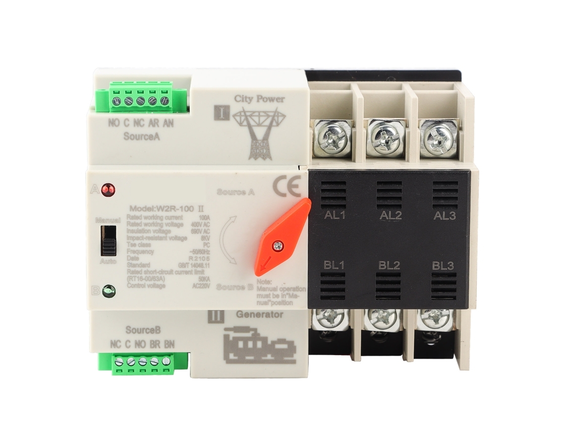 Interruptor De Transferência Automática De Dupla Potência W2r‑100 3p 100a 50hz