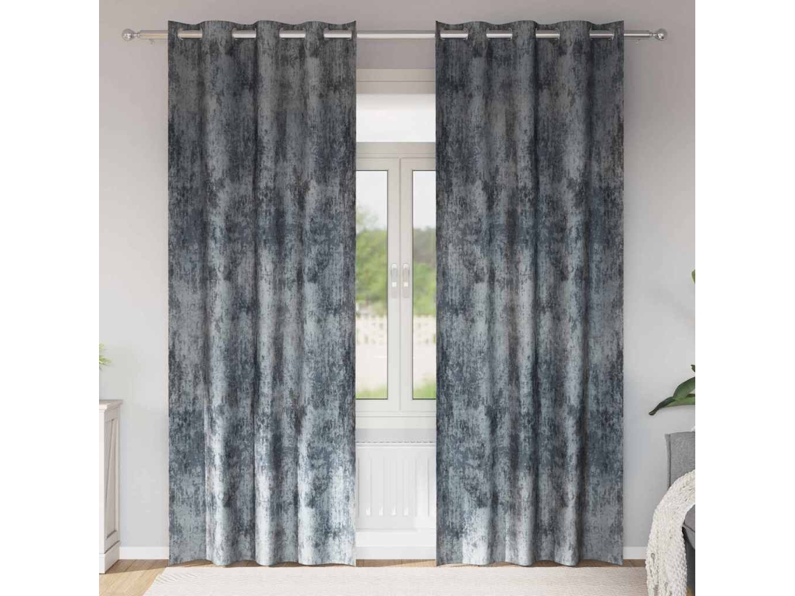 Vidaxl Cortinas De Veludo 2 Unid. Cinza Prata 225 X 140 Cm Veludo