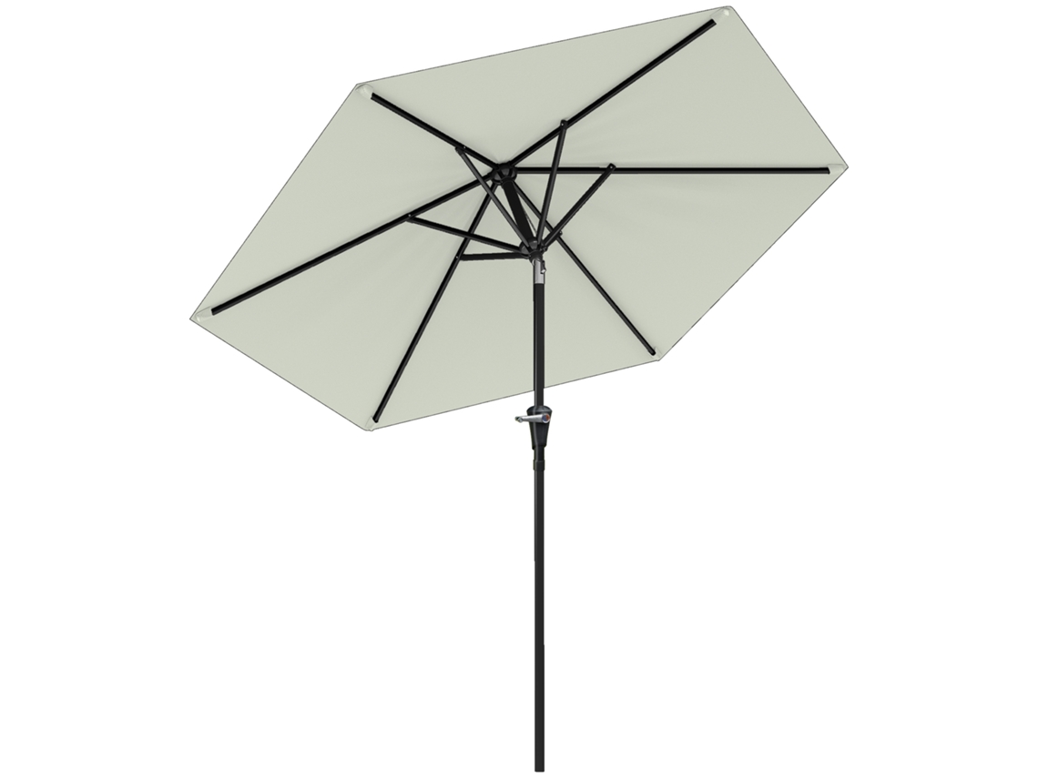 Chapéu De Sol De Jardim Ø230x216 Cm Com Teto Ajustável Abertura Manual Impermeável Para Terraço Pátio Piscina Praia Creme