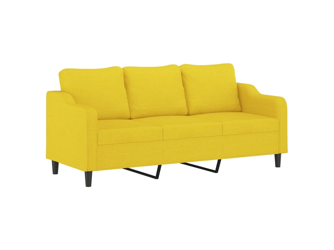 Sofá de 3 lugares VIDAXL tecido amarelo-claro (180 cm)
