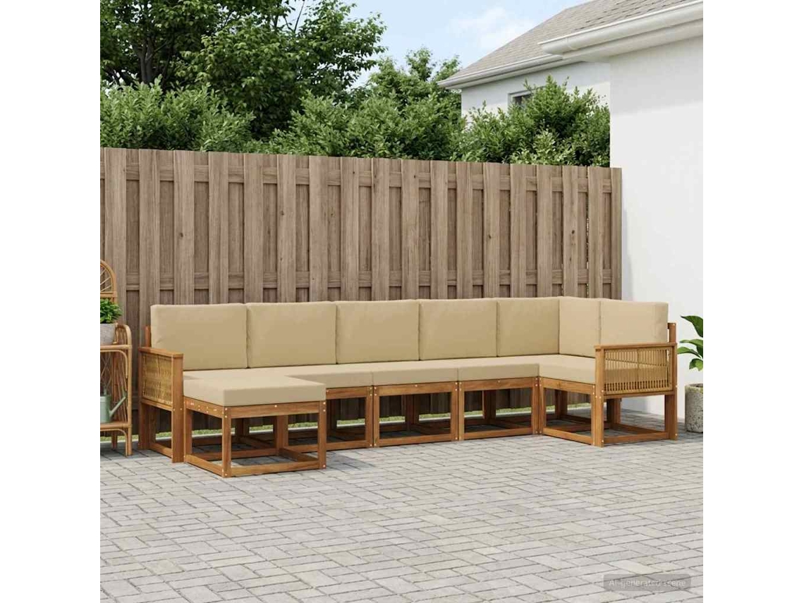 Vidaxl Conjunto De Sofás Para Exterior 7 Unid. Natural E Bege