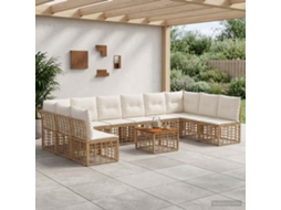 Vidaxl Conjunto De Sofás Para Exterior 11 Pcs Natural E Branco Creme
