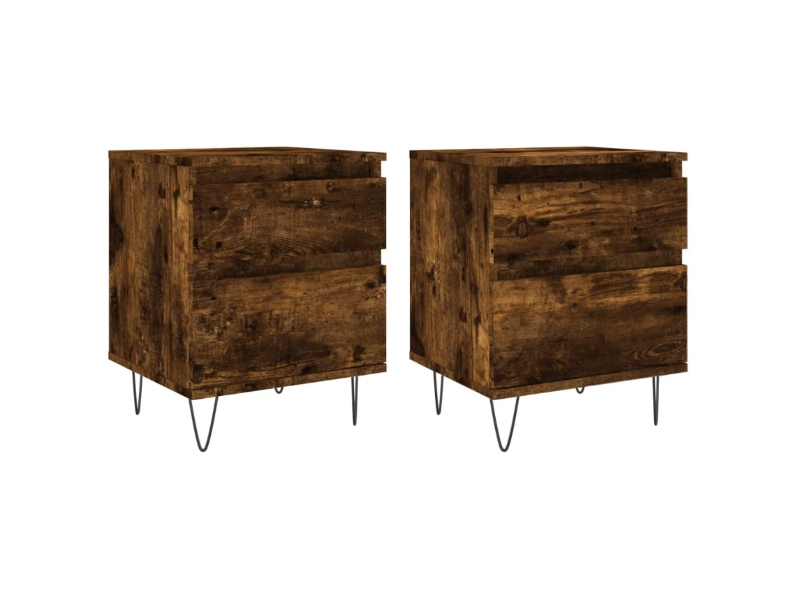 Bedside Cabinet, Bedside Cabinets Vidaxl Marrom Madeira Processada (n/a)