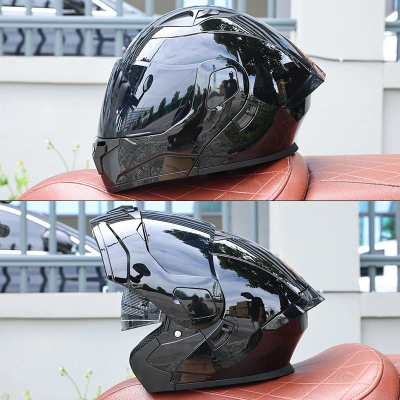 Capacete Modular Para Motocicleta (l)dot Em Abs Com Viseiras Duplas Articuladas