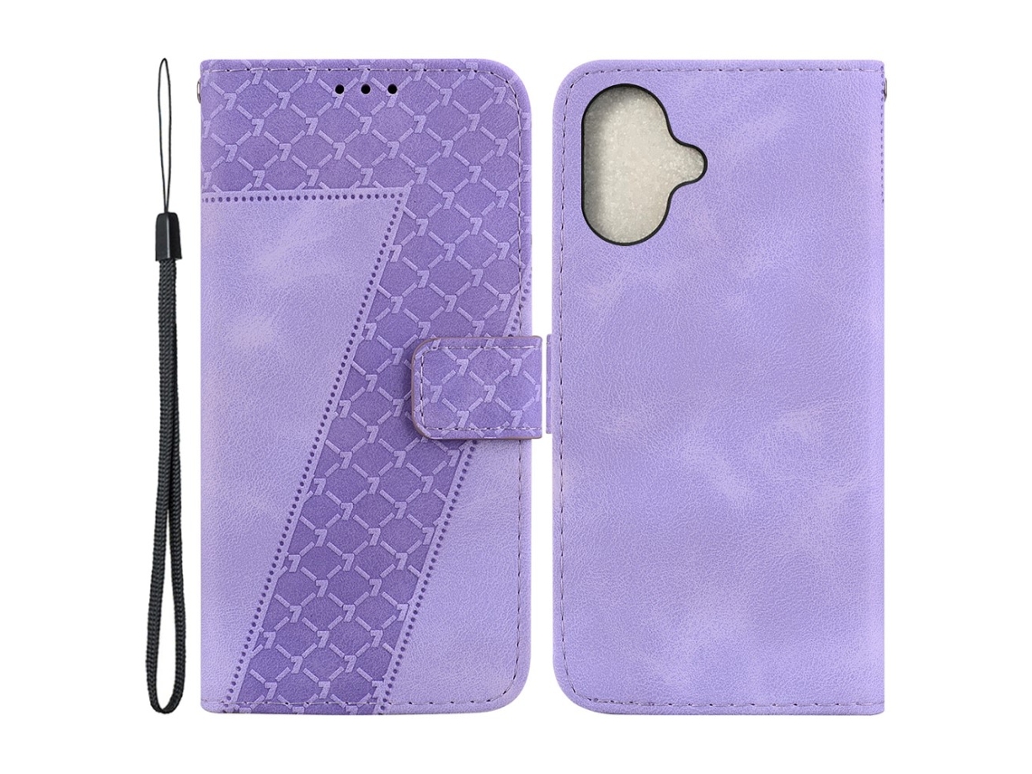 Capa Em Couro Pu À Prova De Choque Para Apple Iphone 16 Plus - Roxo
