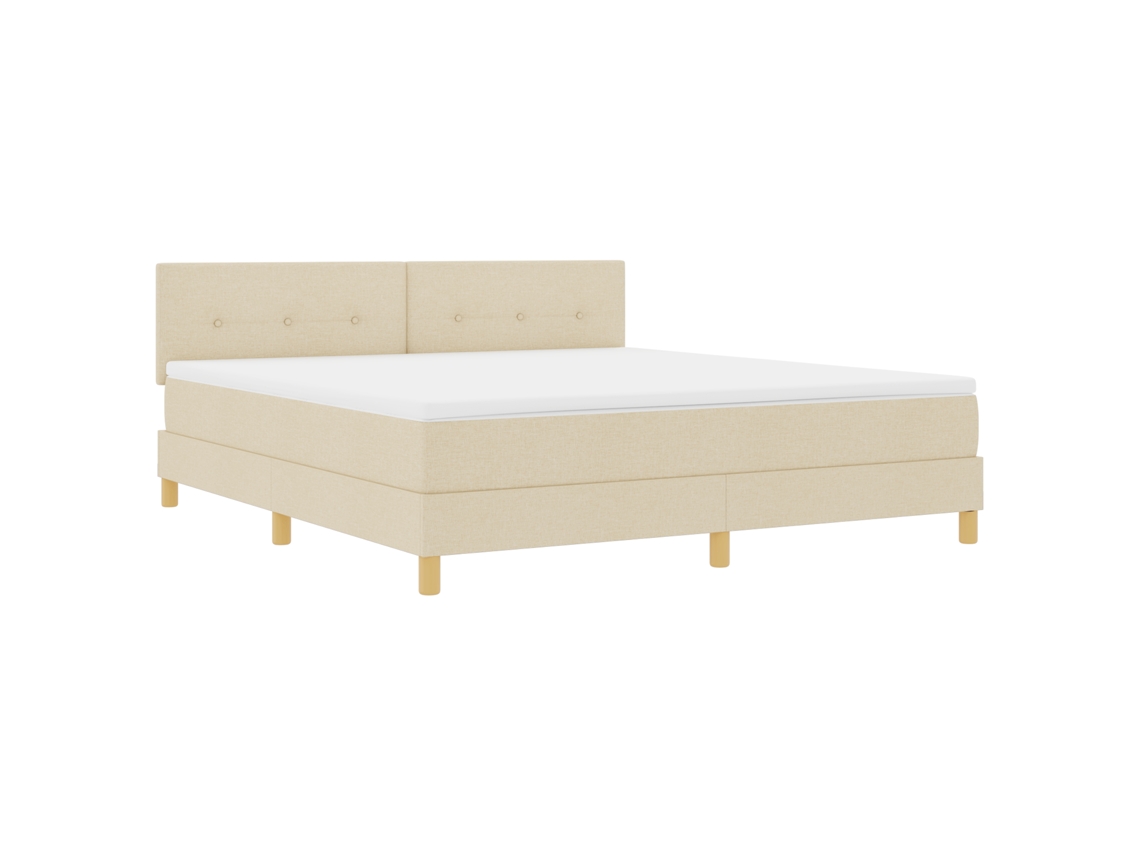 Conjunto 1 Estrado Com Molas Vidaxl Creme Tecido (180 X 200 Cm)