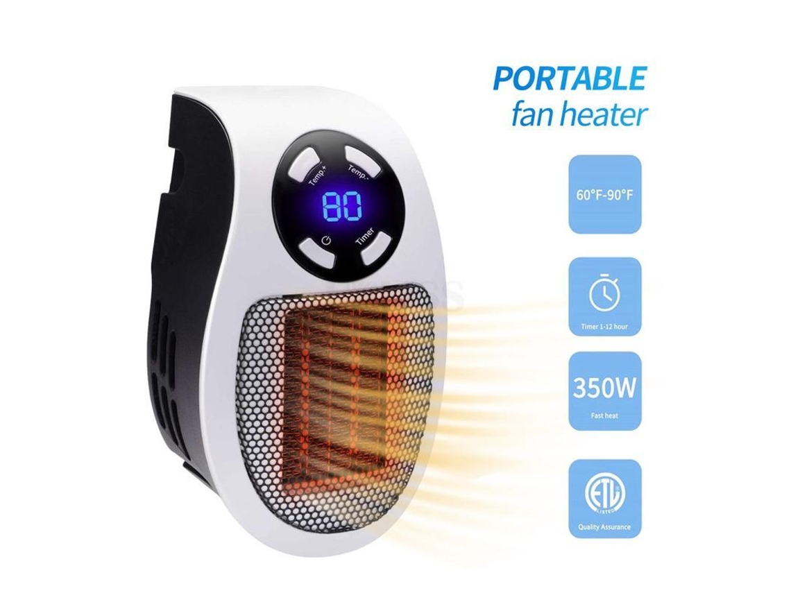 Mini aquecedor elétrico para casa e escritório, 110-240V, com temporizador, 15-32°C