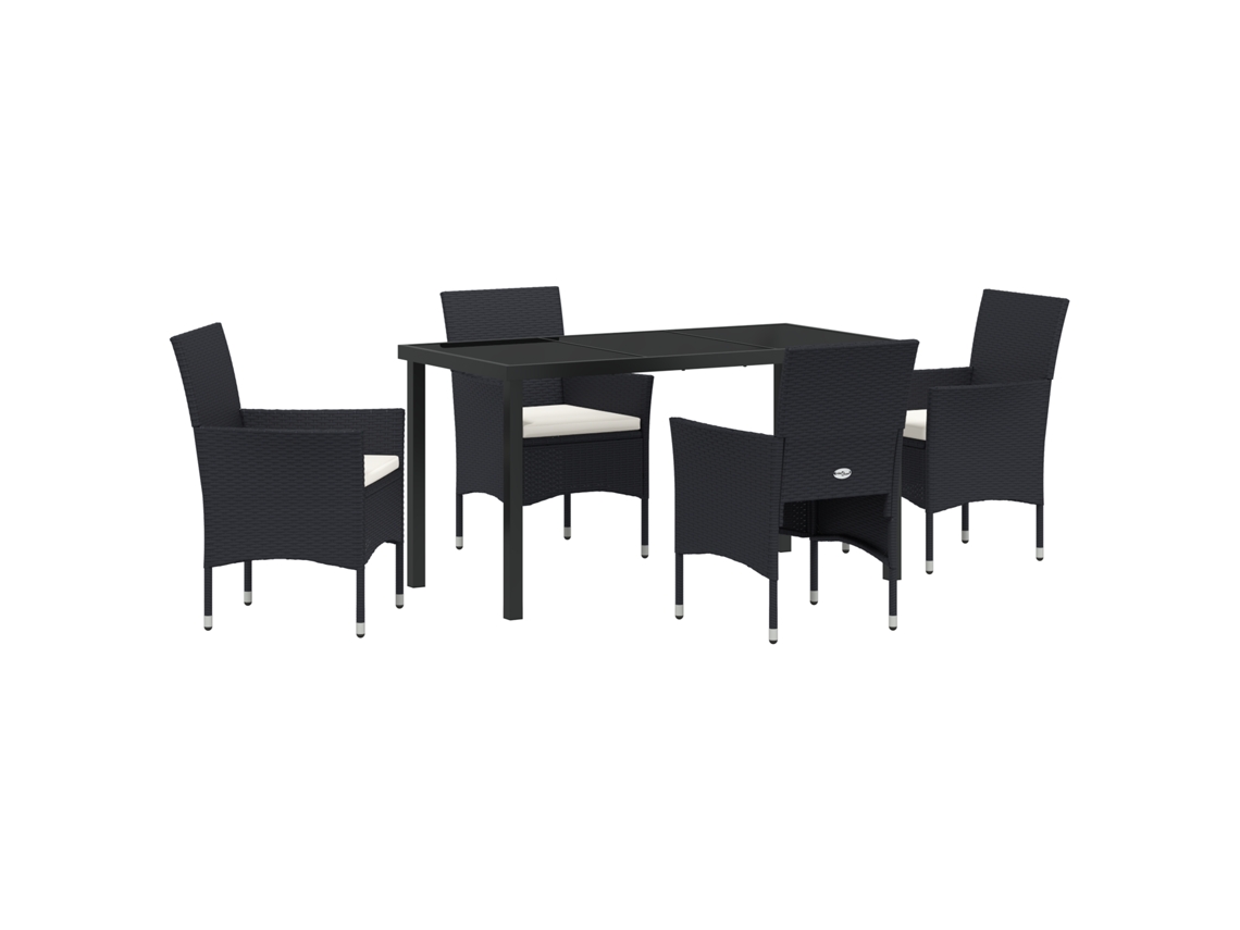 Conjunto 5 De Jantar Para Jardim De Vidaxl Preto Rattan Poliéster