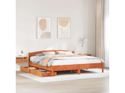 Vidaxl Cama Sem Colchão 200x200 Cm Pinho Maciço Castanho mel