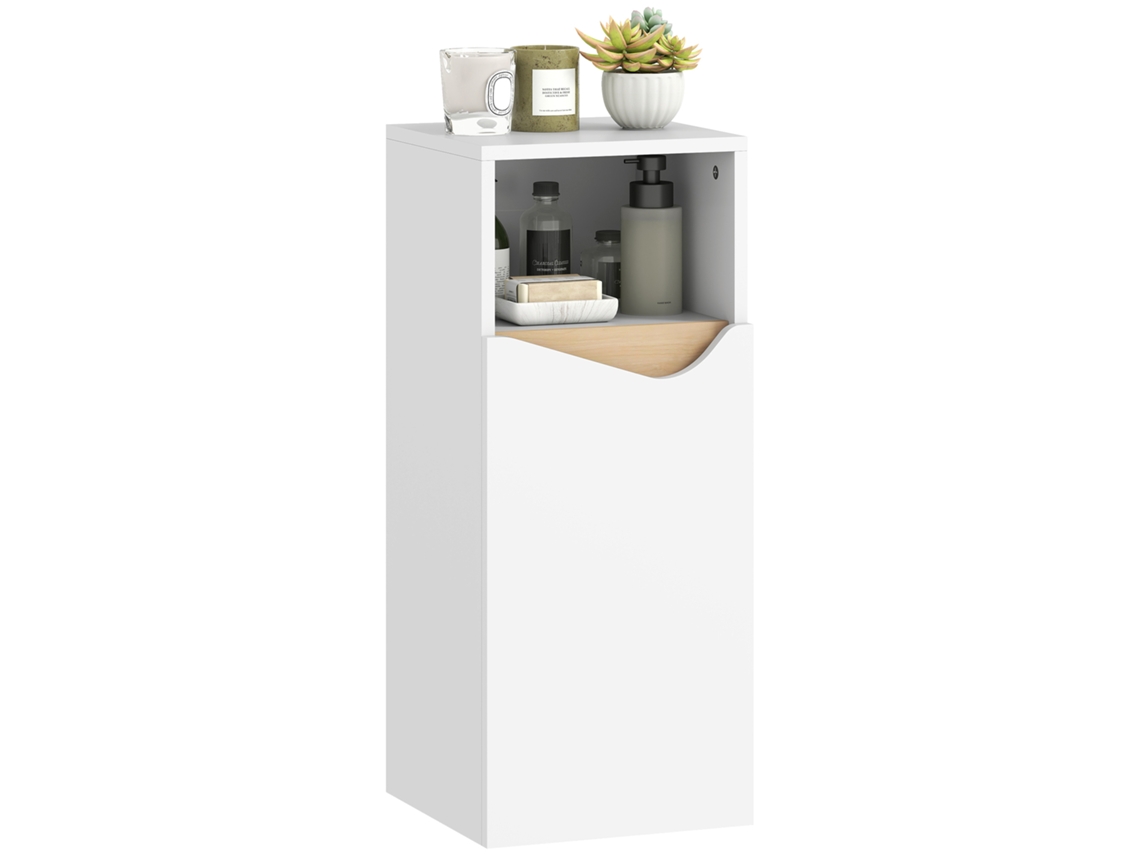 Armário de Banheiro estreito com prateleiras ajustáveis e nicho aberto 30x30x71,5cm branco BTFORUS