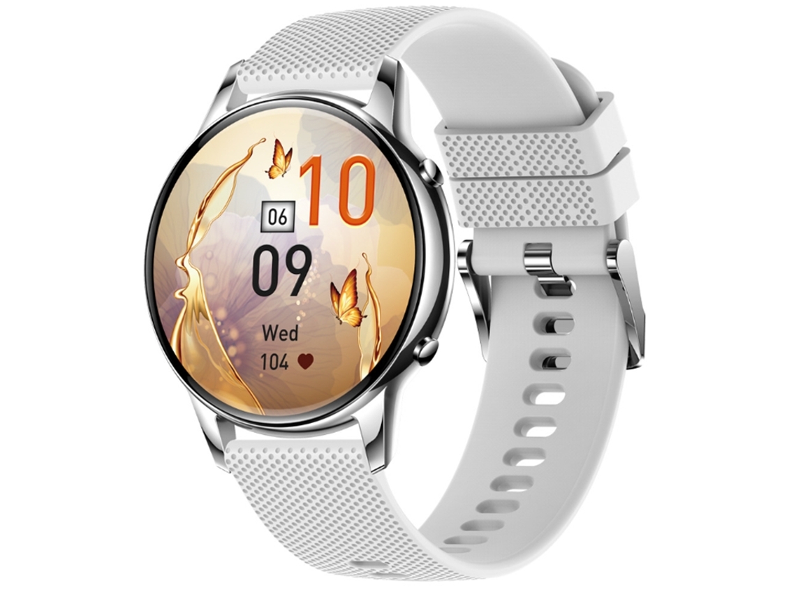 Smartwatch com Display Amoled Full-Touch de 1 32 Polegadas Chamadas Bluetooth Recursos de Saúde Feminina e Design Redondo Cinza YEMAESRE