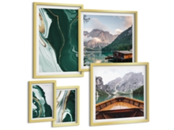Composição De Quadros Na Parede Padrões Abstratos Pintados À Mão Moldura Dourada Pinturas De Quarto Espelharte (conjunto De 5 Imagens)