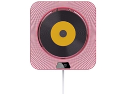Leitor Cd Portátil Hi Fi Bluetooth Parede Embutido Fm Remoto Usb 3.8mm Aux Botão Puxar Rosa Yizhood