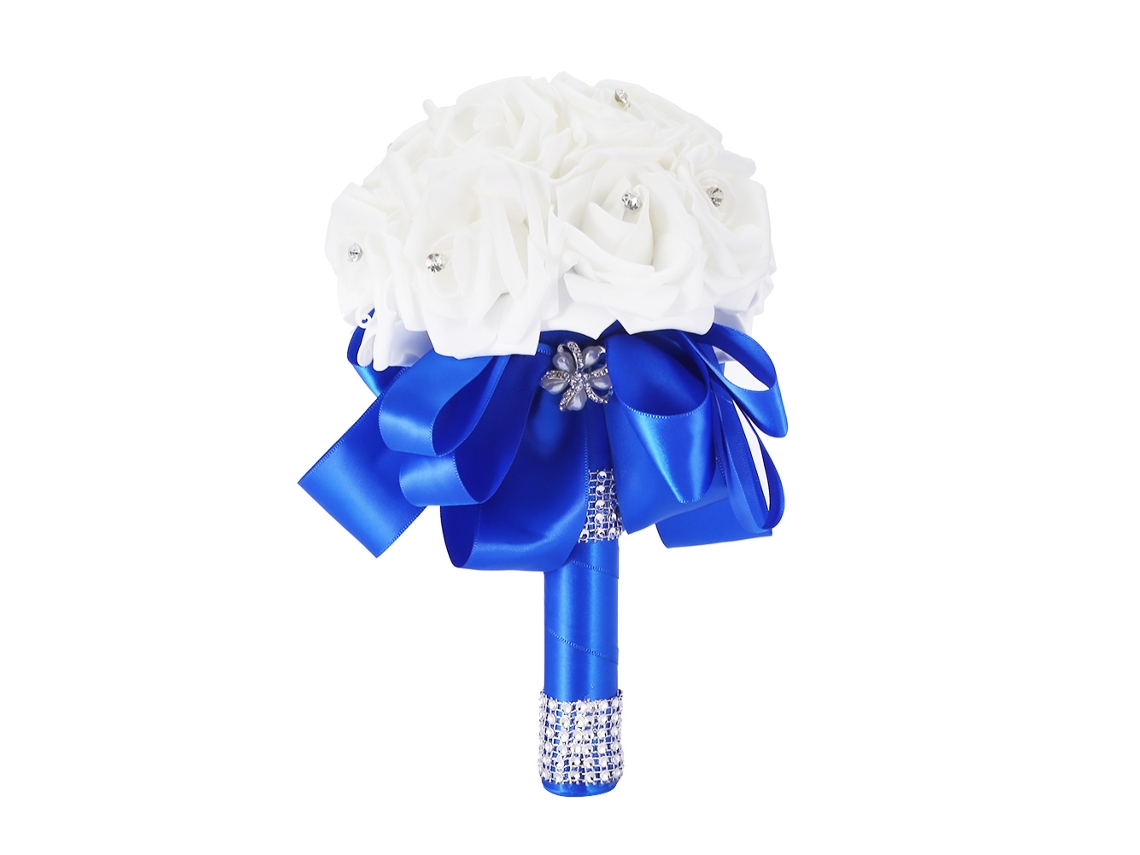 EIOORORRIY Buquê artificial para decoração de casamento (azul)