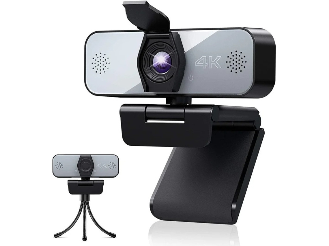 Webcam 4k Com Microfone, Webcam Usb Hd Com Tripé E Escudo De Privacidade, Streaming De Rede Com Videochamada, Preta.