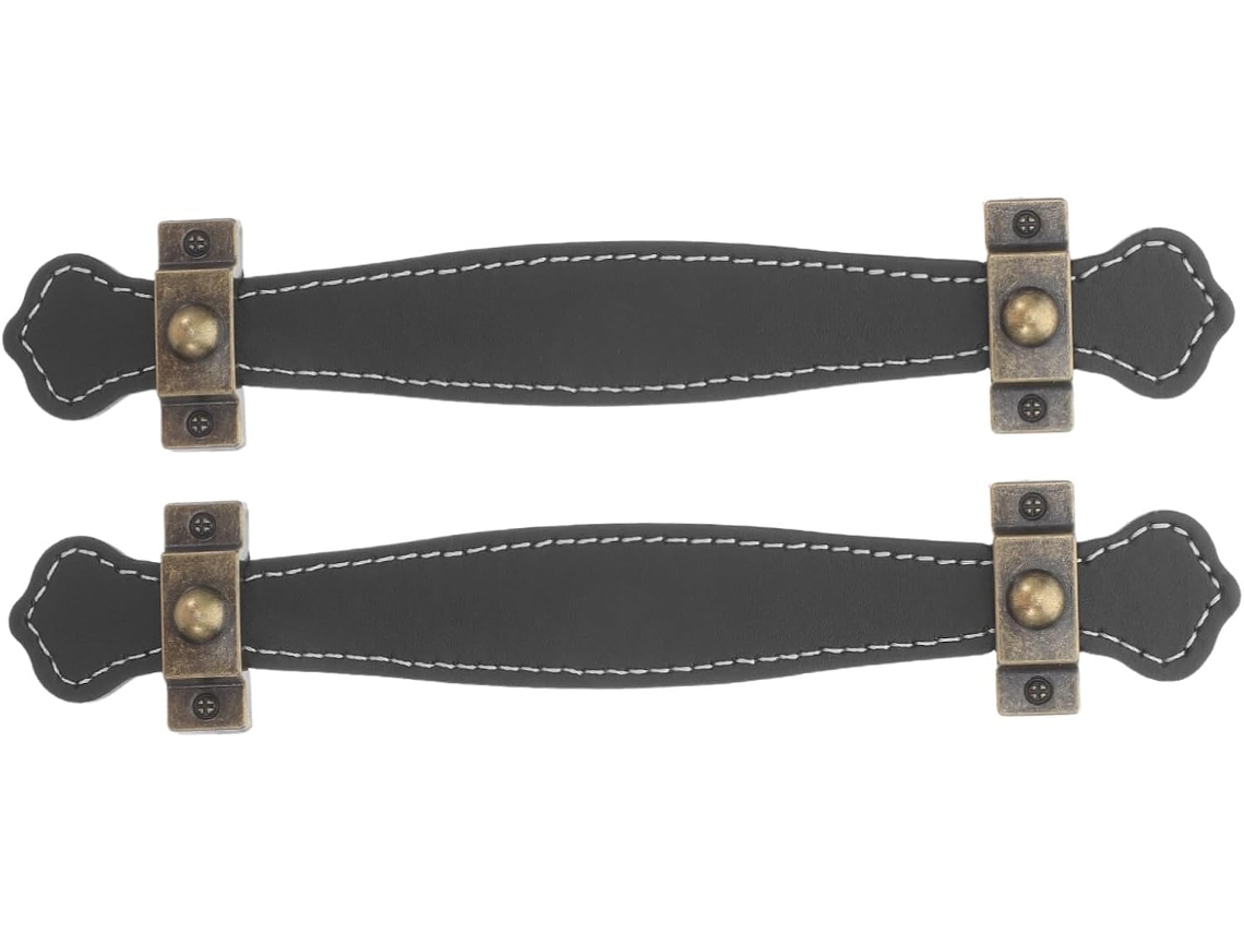 Alipis Conjunto De 2-puxadores Vintage Em Liga Zinco E Couro Pu Para Armários Gavetas Banheiro