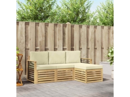 Vidaxl Conjunto De Sofás Para Exterior 4 Unid. Branco E Creme