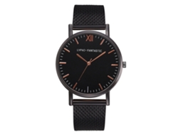Relógio feminino casual e elegante Lvpai com pulseira de silicone (preto + preto e dourado)