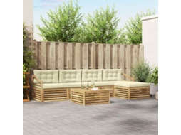 Vidaxl Conjunto De Sofás Para Exterior 6 Unid. Branco E Creme
