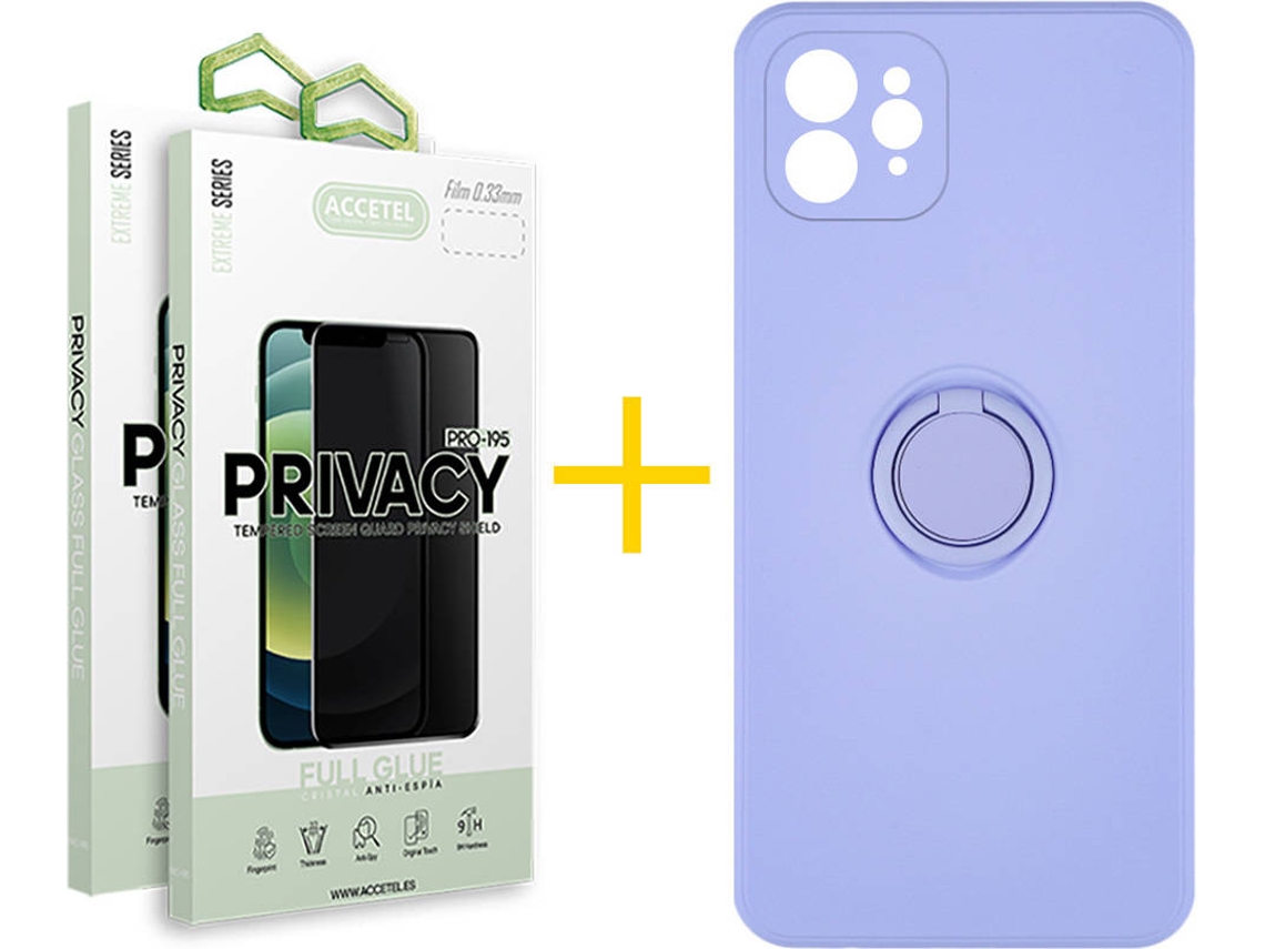 Capa + 2 Películas para iPhone 12 Pro ACCETEL Roxo Lilás