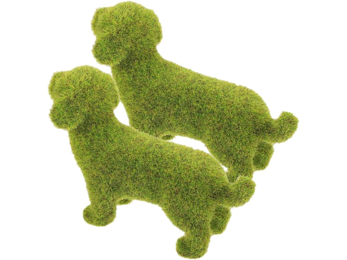 Kit de 2 Figuras de Animais em Musgo, Imitação de Animal Floculado, Decoração para Jardim, Miniatura para Terraço, CHABERLU
