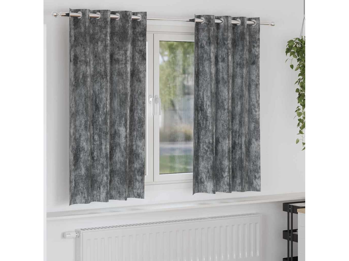 Vidaxl Cortinas De Veludo 2 Unid. Cinzeto 175 X 140 Cm Veludo