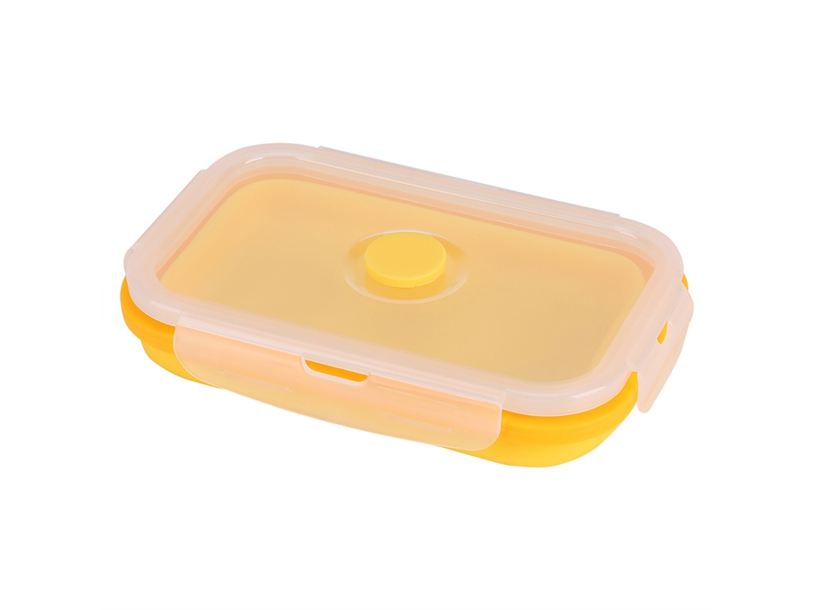 Lancheira Dobrável De Silicone De 500ml, Tigela Portátil Para Armazenar Alimentos, Amarela