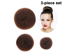 Pacote com 3 Modeladores de Coque de Cabelo Feminino Modelador de Coque de Nó Anel de Coque Grossos e Longos Castanho JEDBESETZT