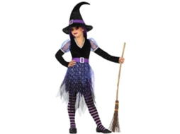 Fato de Menina DISFRAZZES Bruxa Preto E Roxo (Tam: 7 a 9 anos)