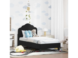 Vidaxl Estrutura De Cama Para Criança Com Cabeceira Preto 70 X 140 Cm