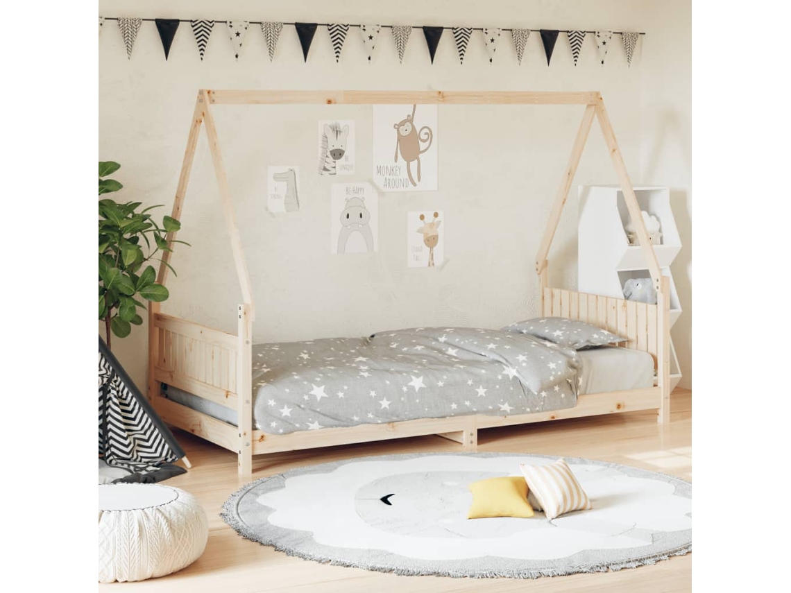 Vidaxl Estrutura De Cama Infantil 90x190 Cm Madeira De Pinho Maciça