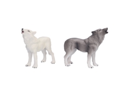 Conjunto de 2 figuras de lobo uivando, brinquedos educativos e presentes para crianças.
