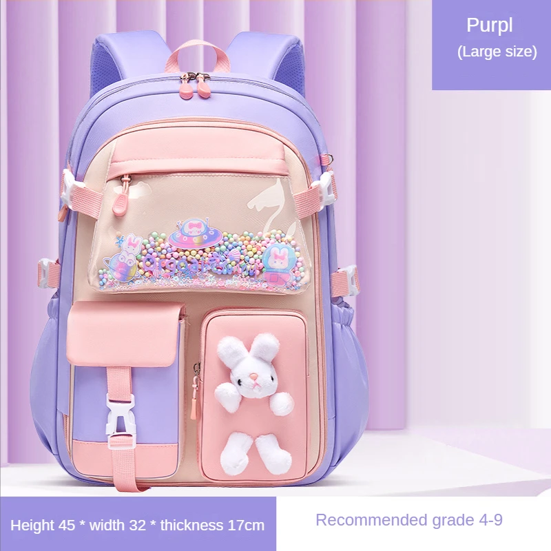 Mochila Escolar, Feminina, Infantil, Grande Capacidade, Impermeável, Leve, Fofa