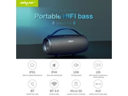 Caixa De Som Bluetooth Portátil Zealot S34 Com Microfone