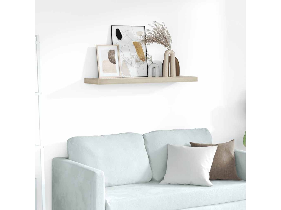 Vidaxl Prateleira De Parede Suspensa 90x23,5x3,8 Cm Mdf Cor Carvalho
