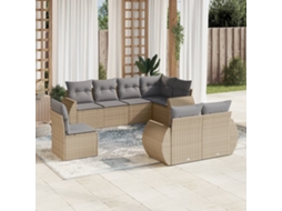 Pcs Conjunto De Sofás P/ Jardim Com Almofadões Vime Pe Bege Dkd Home Decor