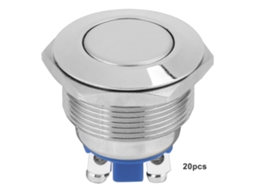 20pcs Chave De Pressão Momentânea Metálica 22mm À Prova D'água Com Cabeça Plana 2-pino Auto-reset