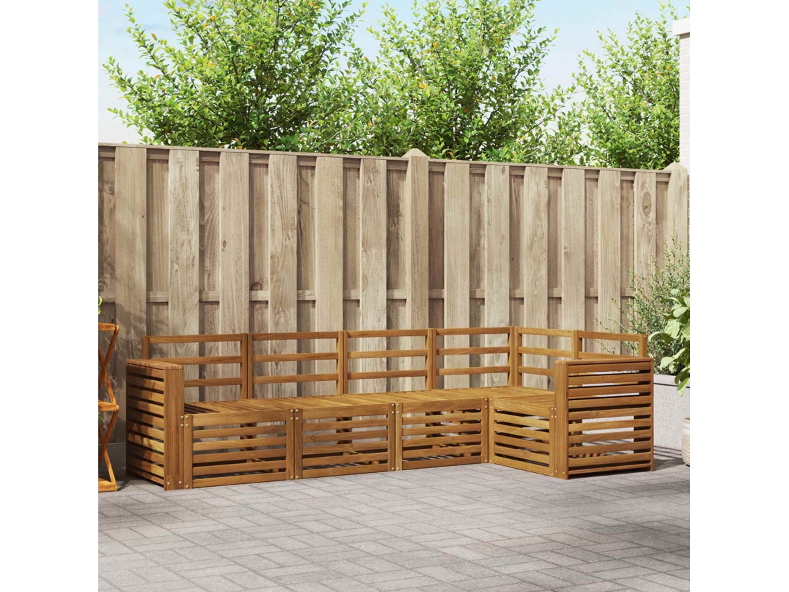 Vidaxl Conjunto De Sofá Sectional 5 Pcs Natural