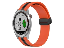 Pulseira De Relógio Silicone Laranja/ Preta 20 Mm, Compatível Com Garmin Approach S40.