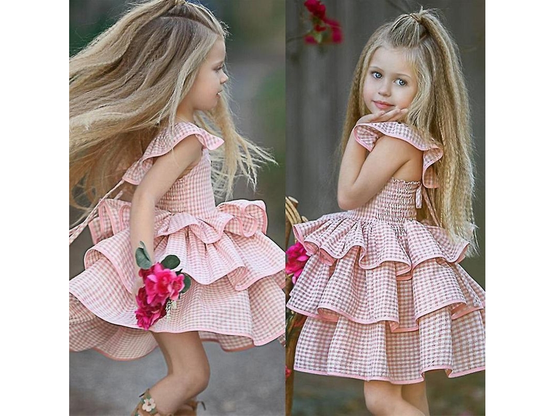 2026 vestido de Princesa para Meninas com Capas e Babados, Ideal para Festa e Casamento, Estilo A line