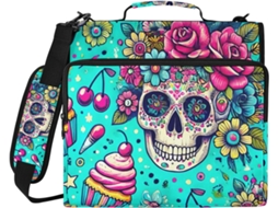 Organizador De Cupcakes Com Caveira Mexicana, Fichário De 3 Argolas Com Compartimento Laptop E Tecido Resistente À