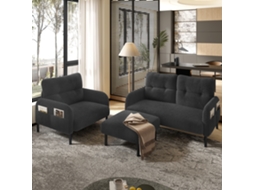 Sofá Cord De 2 Lugares Estofamento Confortável, Encosto Alto, Bolsos Laterais, Pés Metálicos, Apoio Ideal Ideal Para Escritório Em Casa Estilo