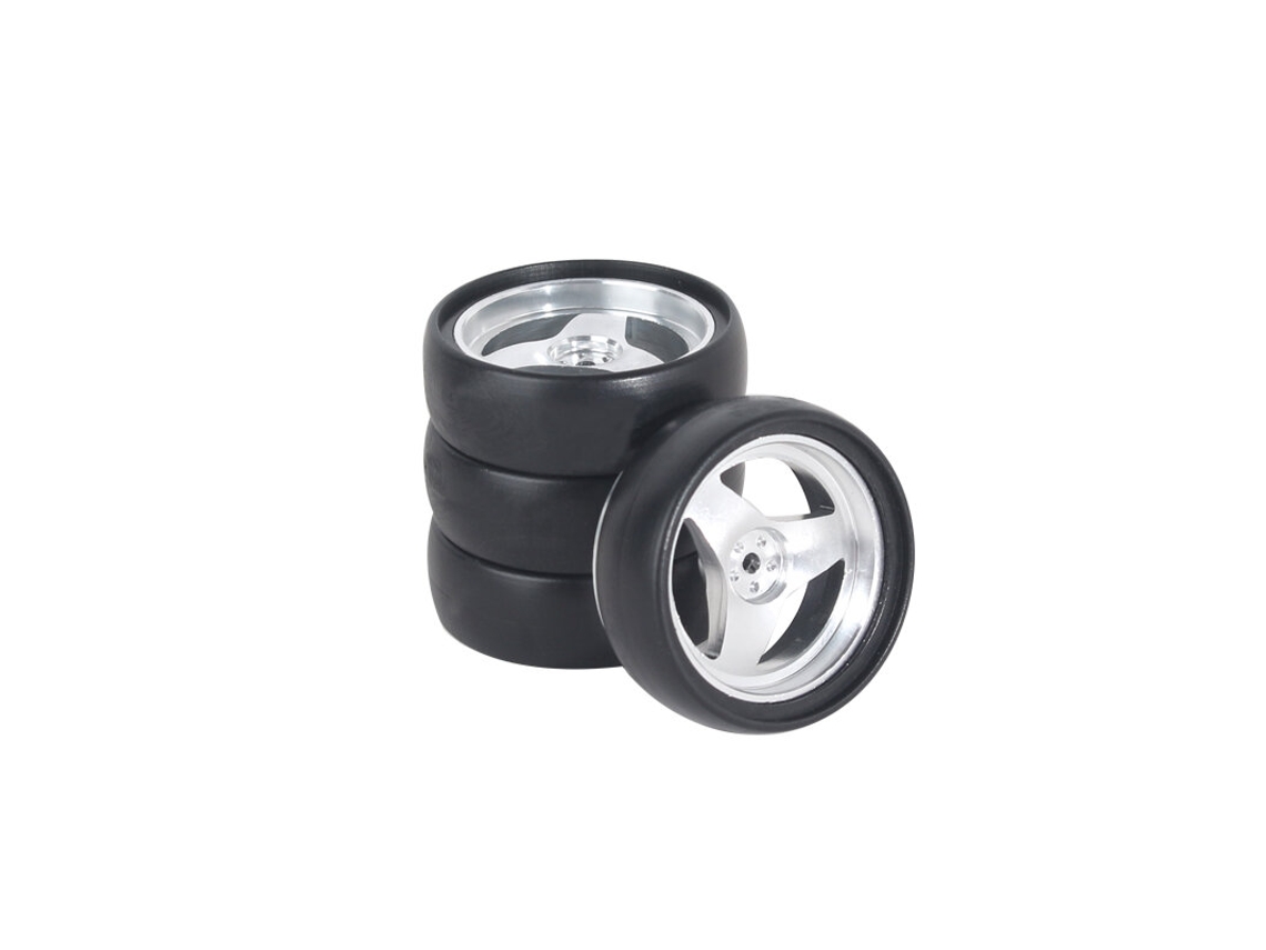 Prateado C Conjunto 4 Peças Ldrc Ld1801 1804 1/18 Pneus Drift Rodas Metal Corrida Acessórios Reposição Veículos Modelos Rc MDUG